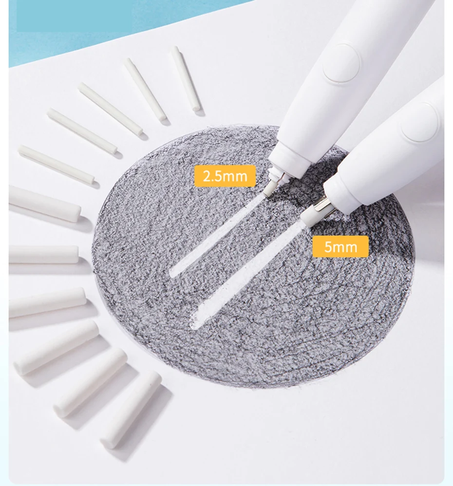 Deli 어린이용 전기 지우개 연필 그리기, 기계식 귀여운 반죽 지우개, 학교 사무용품, 고무 지우개, 리필