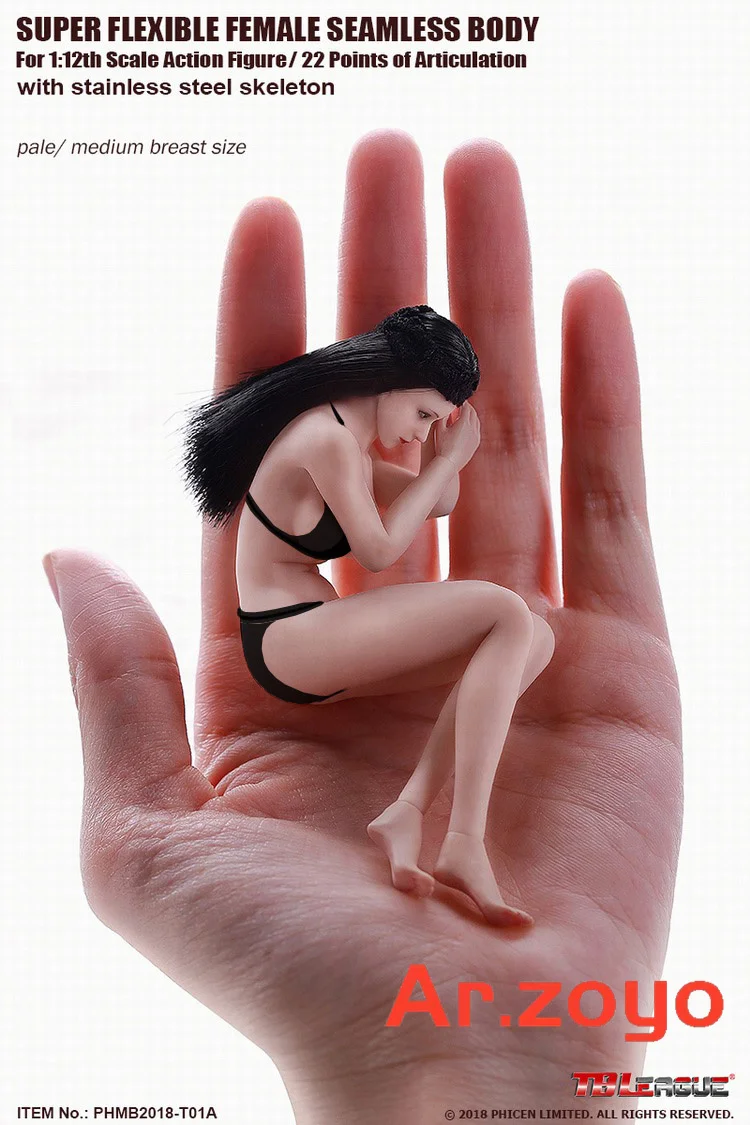 피켄 TBLeague 1/12 여성 심리스 유연한 바디, 애니메이션 통통하고 창백한 선탠 액션 피규어 바디, 6 인치, T01, T02, T03, T04, T05