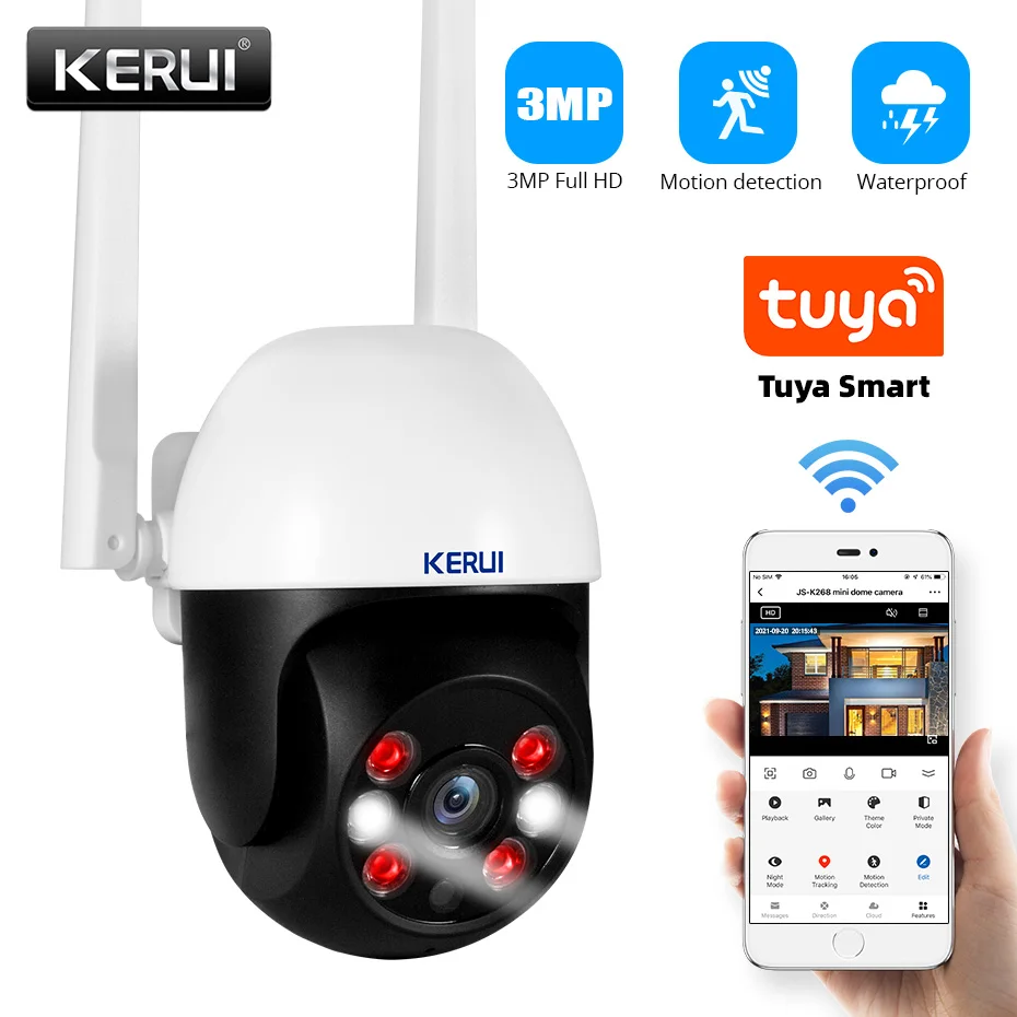 KERUI 투야 카메라, 야외 PTZ 와이파이 감시 카메라, 스마트 홈 자동 추적, 방수 CCTV 보안 보호, 3MP, 5MP title=KERUI 투야 카메라, 야외 PTZ 와이파이 감시 카메라, 스마트 홈 자동 추적, 방수 CCTV 보안 보호, 3MP, 5MP 