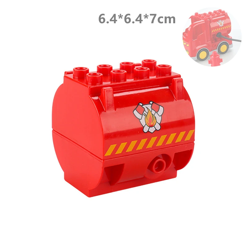 몬테소리 기어 도시 소방 가스 교통 울타리, 큰 빌딩 블록, 듀플로 호환, 어린이 선물 조립 장난감