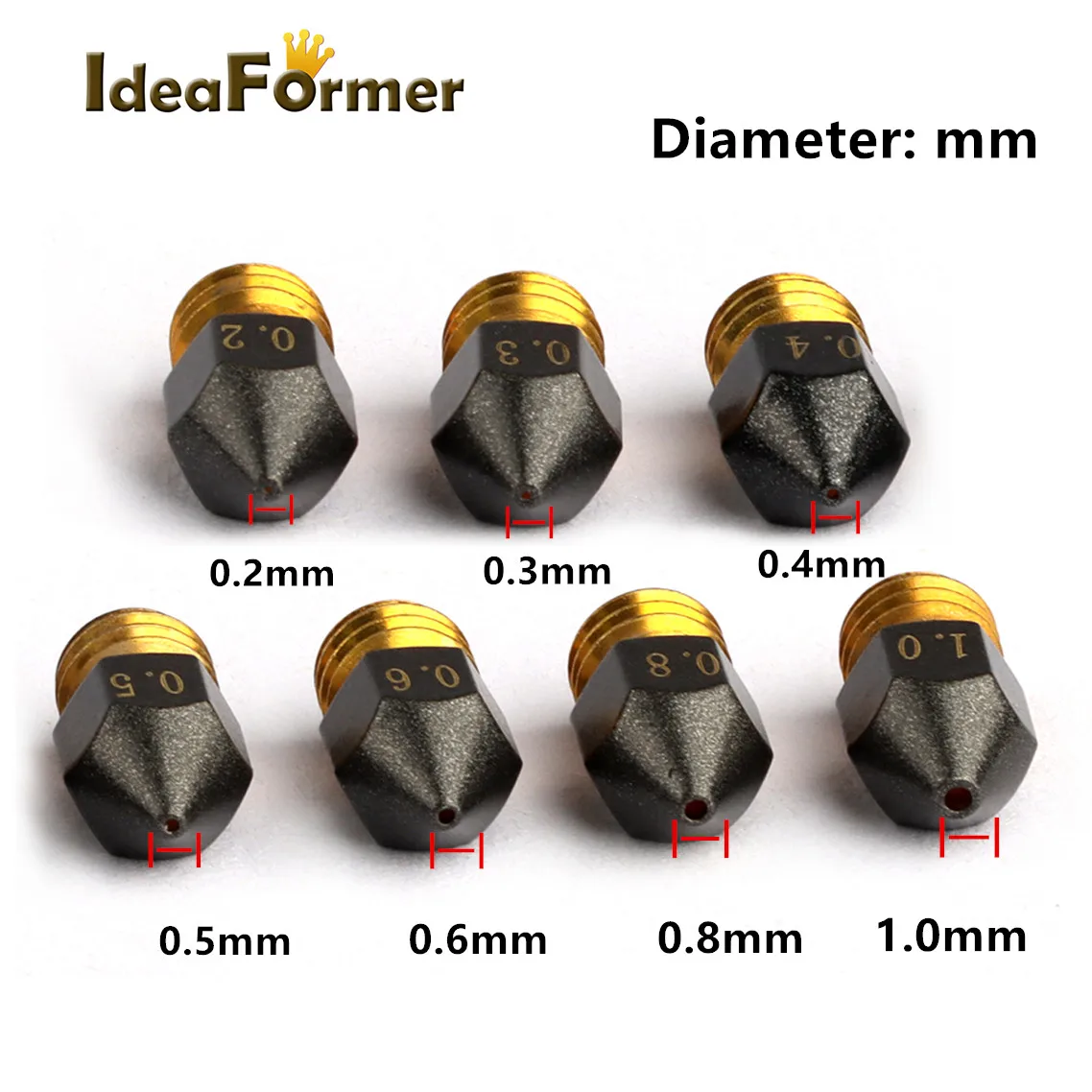CR10 CR10S Ender-3 3D 프린터 노즐 1.75mm 필라멘트용 MK8 PTFE 코팅 노즐, M6 스레드, 0.2 0.3 0.4 0.5 0.6 0.8 1.0mm