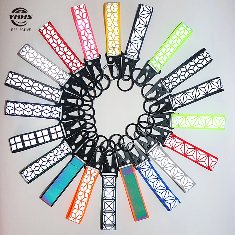 반사 키체인, 고가시성 반사판 펜던트, 교통 안전 마커, 야간 사이클링 가방 액세서리, 자동차 키링, 10cm
