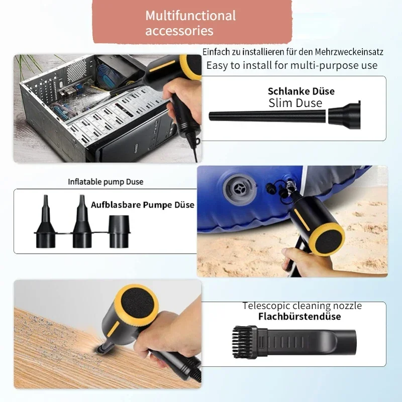전기 공기 송풍기 먼지 떨이 및 공기 펌프 3-in-1, 캔 공기 압축 공기 캔 컴퓨터 책상 클리너 키보드 클리너 사무실