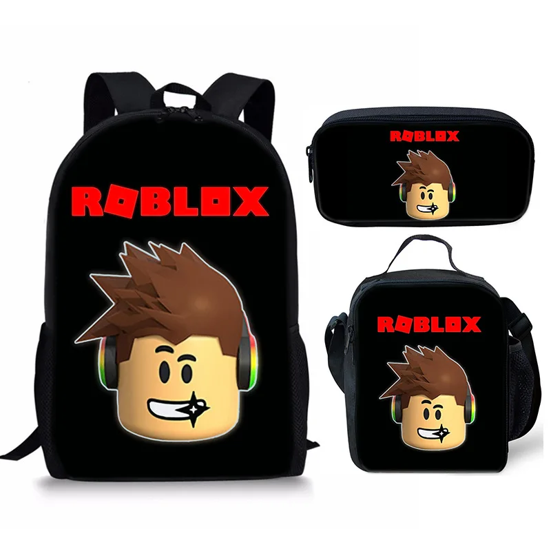 Roblox 학생 책가방, 런치 백, 연필 케이스, 인쇄 배낭, 여아 및 남아용 선물, 3D 3 피스 세트