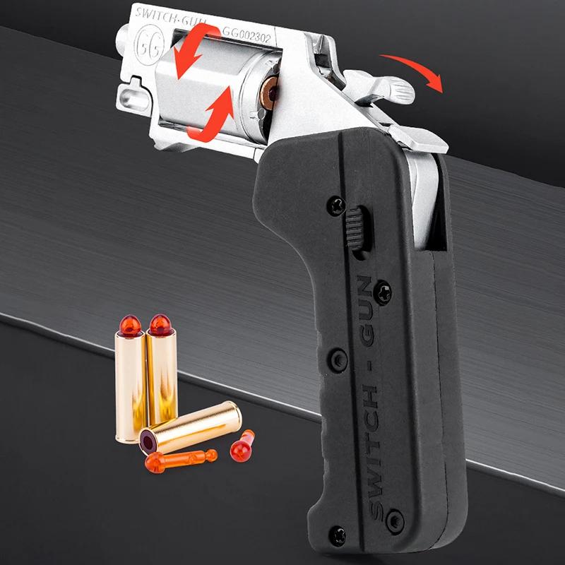 합금 왼쪽 바퀴 금속 모델 건, 접이식 고스트 스위치 건, 접이식 시뮬레이션 장난감, 플라스틱 총알 포함 소프트 총알 건