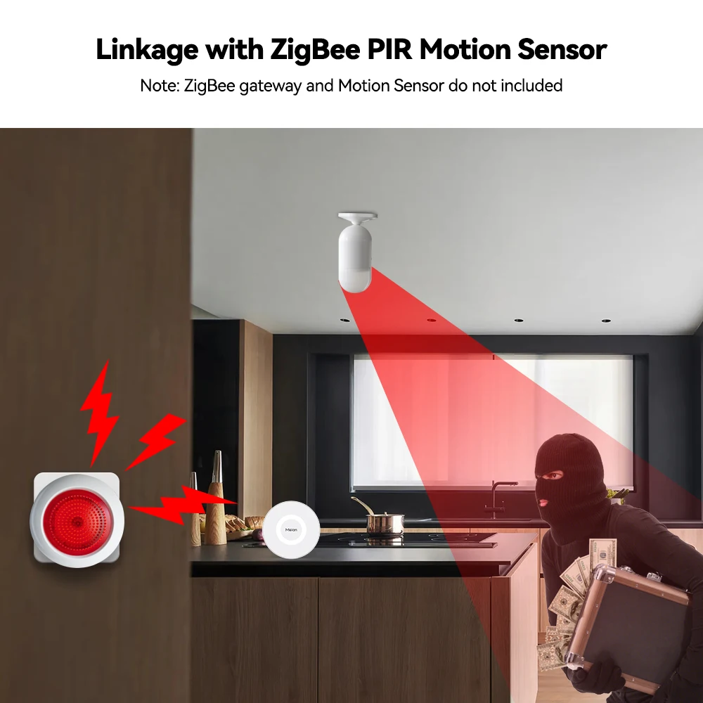 IAlarm 투야 지그비 3.0 사이렌 알람, 스마트 홈 보안 알람, 사운드 플래시 플러그 재생, 무선 사이렌 경적 연결 경보 시스템