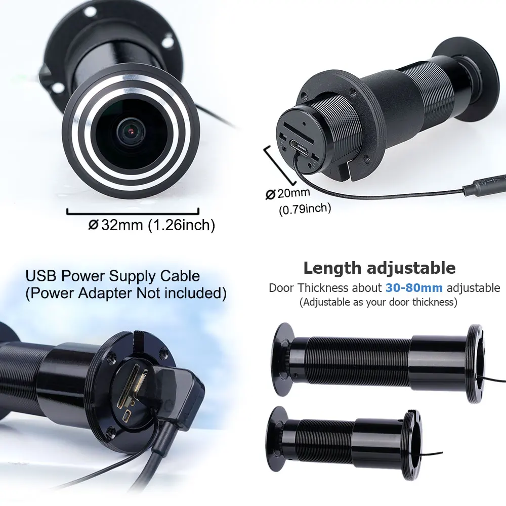 Topvico 투야 비디오 구멍 와이파이 카메라, 모션 감지 도어 뷰어, 비디오 아이 무선 인터콤, 홈 보안 자동 녹화