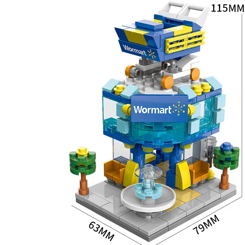 건축 스트리트 뷰 빌딩 블록 스토어 숍 하우스 모델, DIY 미니 벽돌, 어린이용 크리스마스 선물 완구