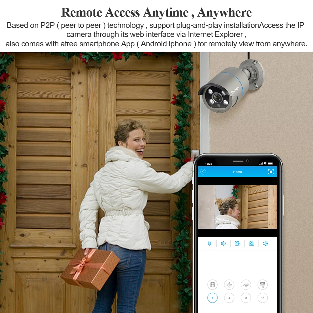 Techage NVR 키트용 양방향 오디오 IR 카메라, HD 4MP AI POE IP 카메라, 야간 야외 방수 CCTV 비디오 보안 감시 카메라