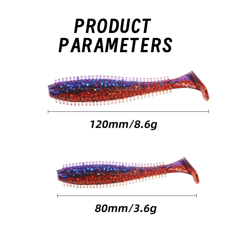 실리콘 소프트 미끼, 입자 낚시 미끼, 파이크 퍼치, 인공 미끼 시뮬레이션 미끼, 80M120MM