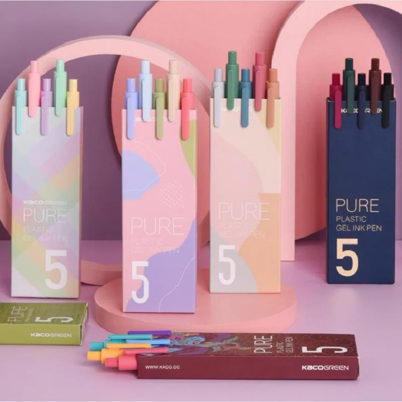 Kaco 다양한 색상 개폐식 젤 펜, 0.5MM 컬러 잉크, 저널 노트, 매끄러운 글쓰기, 플래너 드로잉 문구, 20/10