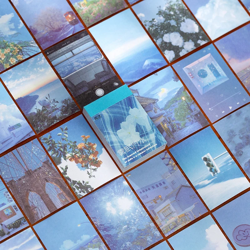 Yoofun 자연 풍경 및 예술 그림 문구 스티커 책, 미적 풍경, 귀여운 스크랩북 플래너, 일기장, 50 장