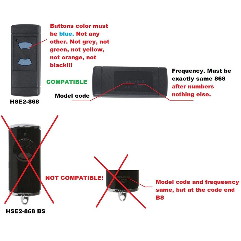 Hormann-HSM2 868,HSM4 868mhz 교체용 원격 제어 차고 문 리모컨, 868.3MHz 게이트 제어 명령