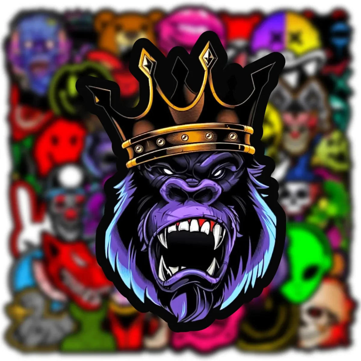 팝 공포 찡그림 스티커 멋진 해골 데칼, 노트북 수하물 오토바이 헬멧 스케이트보드 그래피티 스티커 장난감, 50 개