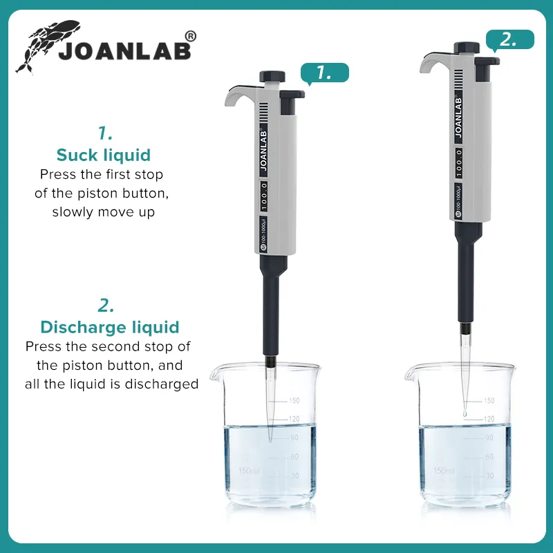 JOANLAB 실험실 플라스틱 피펫, 수동 디지털 조정 가능한 마이크로피펫, 실험실 장비, 피펫 팁 포함