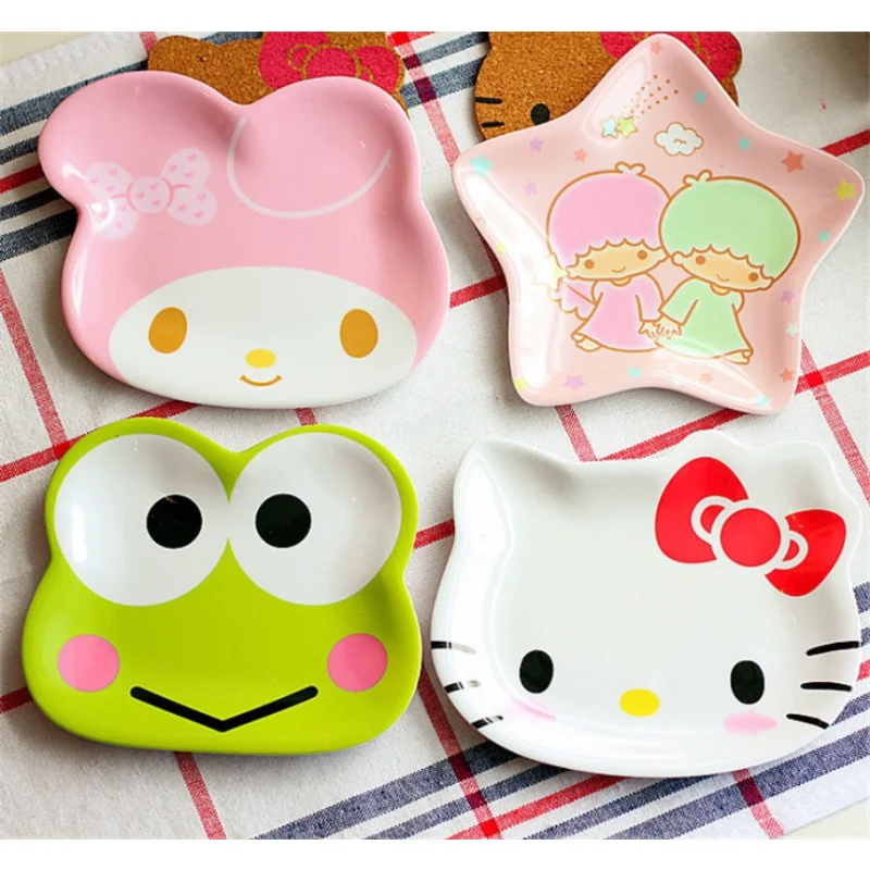 산리오 애니메이션 멜로디 개구리 세라믹 식기, 작은 쌍둥이 별 만화, 귀여운 과일 접시, 케이크 스낵 접시, 가정 다이닝 접시