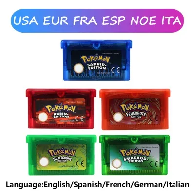 GBA 게임 비디오 게임 카트리지 콘솔 카드, 포켓몬 에메랄드 루비 파이어 레드 리프 그린 사파이어 다국어, GBA/NDS, 32 비트 title=GBA 게임 비디오 게임 카트리지 콘솔 카드, 포켓몬 에메랄드 루비 파이어 레드 리프 그린 사파이어 다국어, GBA/NDS, 32 비트 