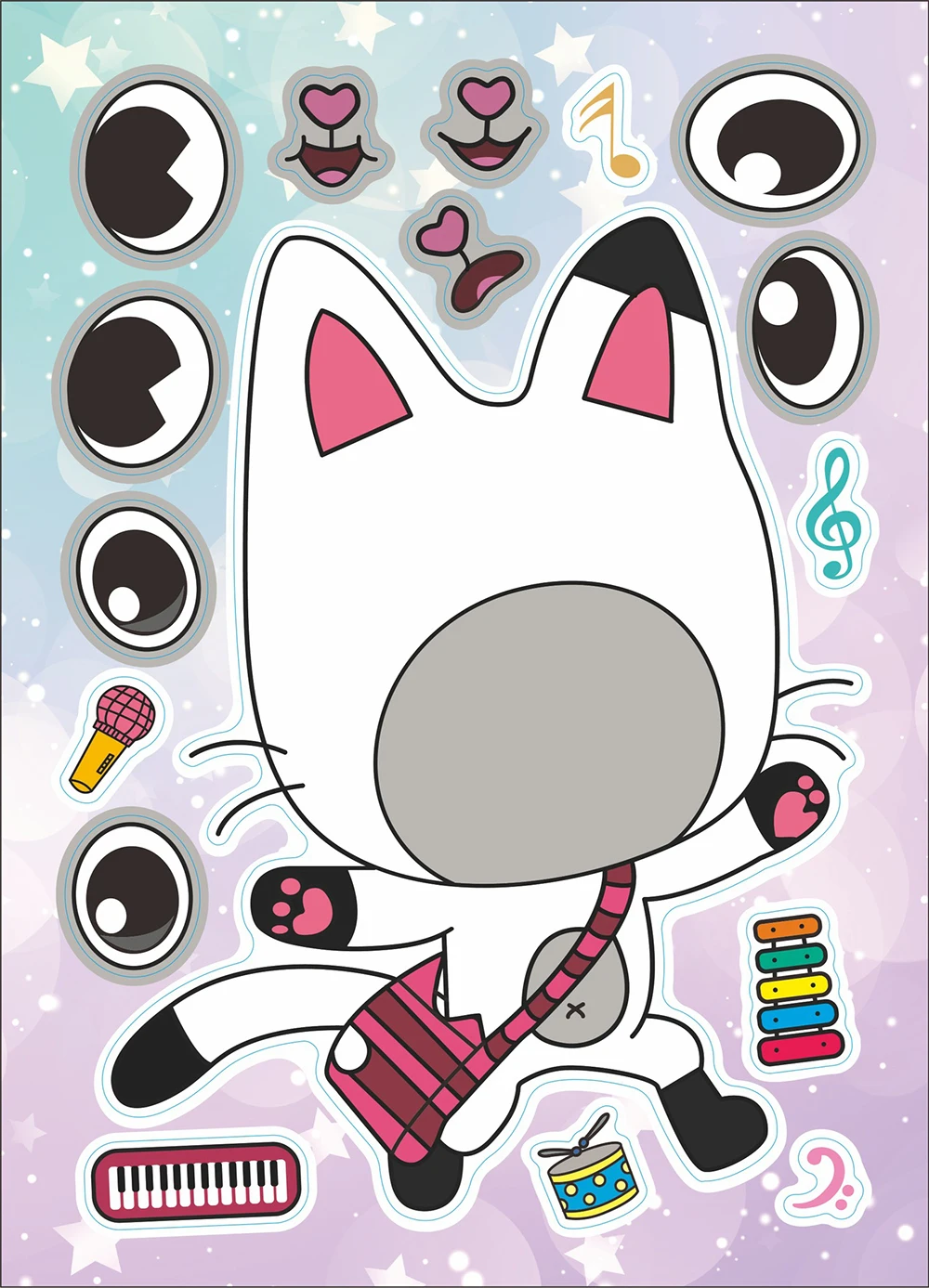 개비 인형의 집 얼굴 만들기 퍼즐 스티커, 어린이 DIY 게임, 만화 직소 교육 완구 선물, 6 장 12 장