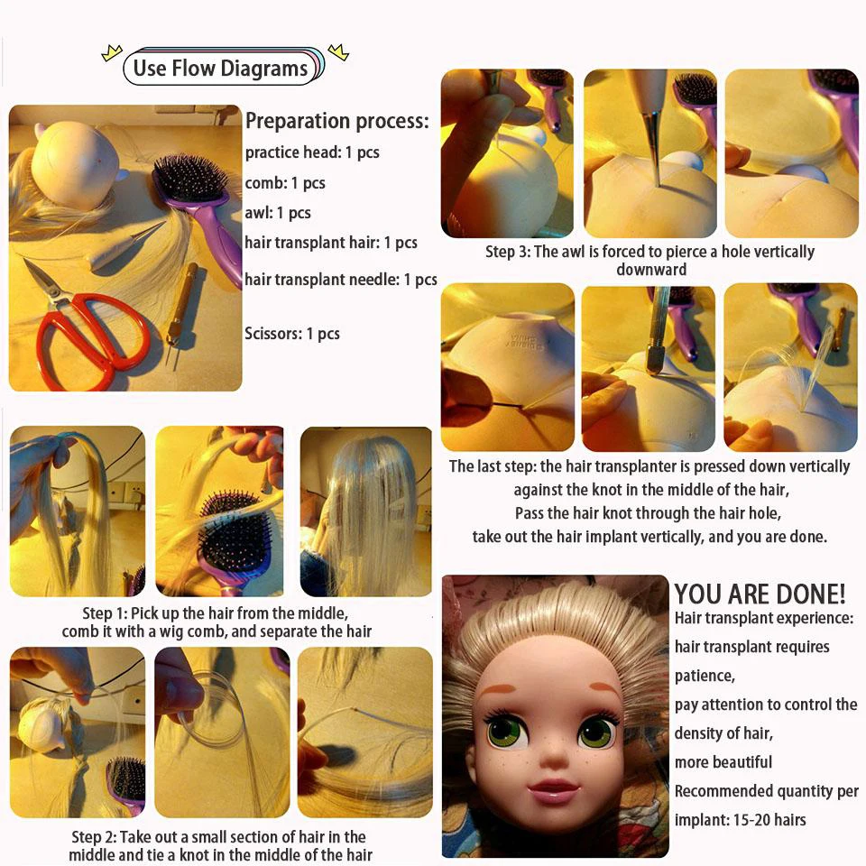 BJD 인형 80CM/40 흰색 검은 머리 줄 우유 실크 모헤어 방지 가발, 수제 후크 이식 재료, 여아 및 남아용 머리카락