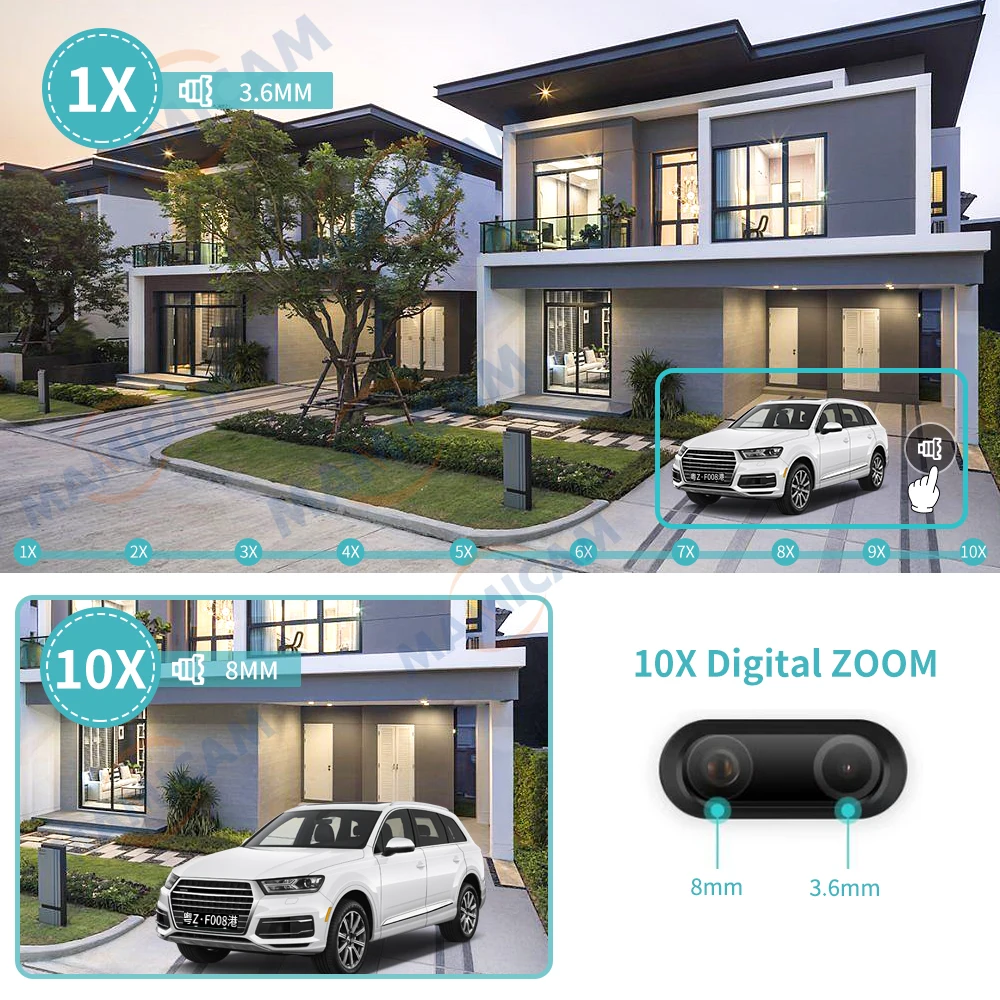 야외용 듀얼 렌즈 감시 카메라, 자동 추적 Camhipro, 4K, 8MP, 와이파이, 4G 심카드, 4MP, HD, PTZ, CCTV 비디오, 3.6mm-8mm