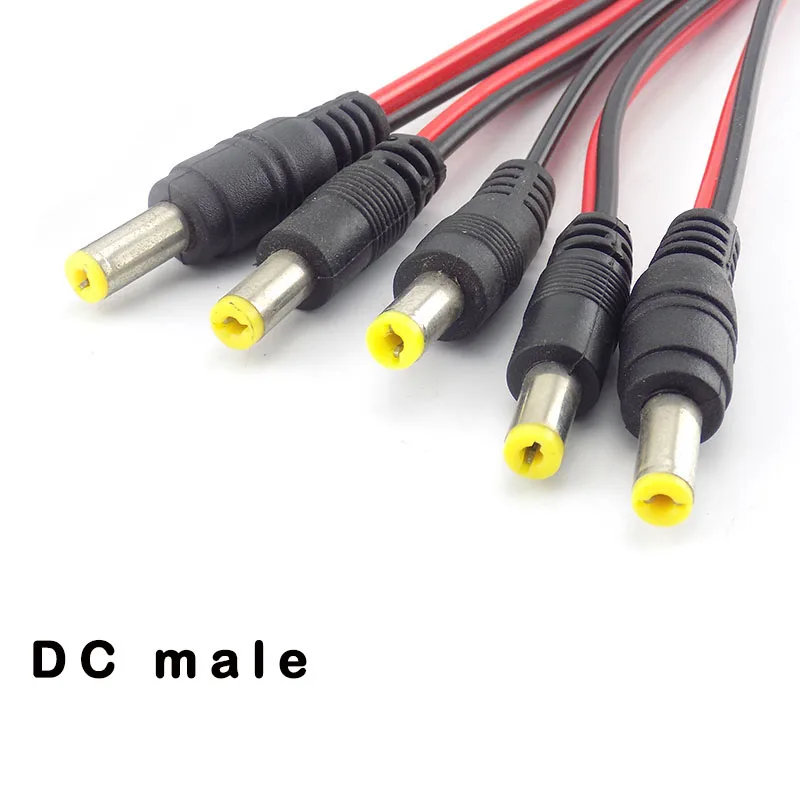 12V DC 커넥터 수 암 잭 케이블 어댑터 플러그 전원 공급 장치 26cm 길이 5.5X2.1mm, CCTV 카메라용