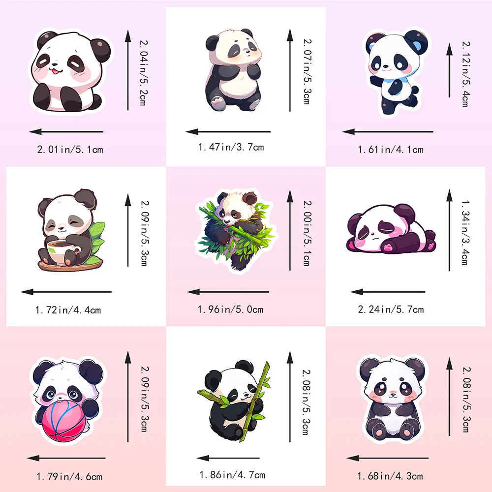 귀여운 만화 팬더 다양한 스티커 팩, 어린이 여행 수하물 노트북 전화 헬멧 장식, 그래피티 데칼, 10 개, 50 개