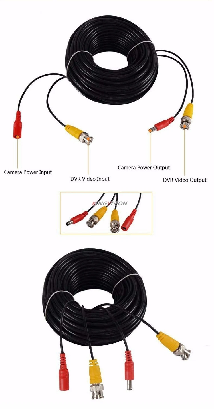 모든 구리 2 인 1 AHD CCTV 카메라 케이블, 비디오 및 전원 보안 카메라 와이어 확장, Bnc + DC, HD 5m, 10m, 15m, 20m, 25m, 30m, 50m