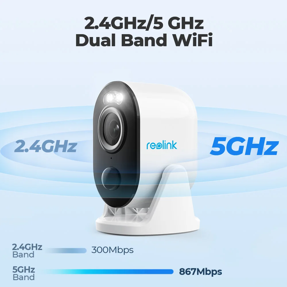 Reolink Argus B330 배터리 실외 카메라 2.4G/5Ghz WiFi 카메라 5MP 사람/자동차 감지 양방향 오디오 스포트라이트 스마트 홈 캠
