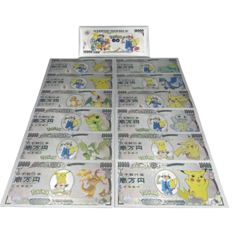 포켓몬 기념 지폐, 골드 실버 지폐, 피카츄 5 개, 10 개, 12 개 세트, 기념 컬렉션 장난감, 어린이 선물