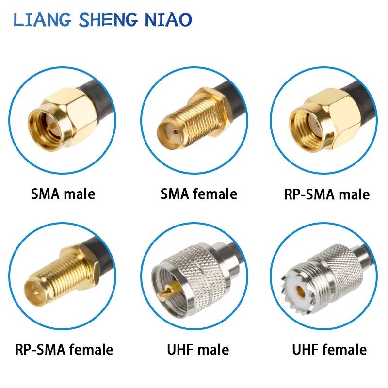 RF 동축 직선 uhf to sma to uhf 플러그 케이블, RG58 케이블, UHF SO239 PL259 암 잭 to SMA 수 플러그 커넥터, 0.3m-50m