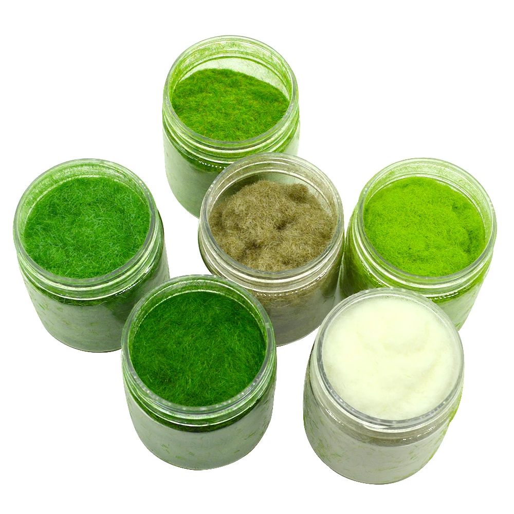 정적 잔디 분말 3mm 잔디 플록 나일론 장난감 모델 장면 제작, 6 색 단색 디오라마 모래 테이블 시뮬레이션 터프트, 60g