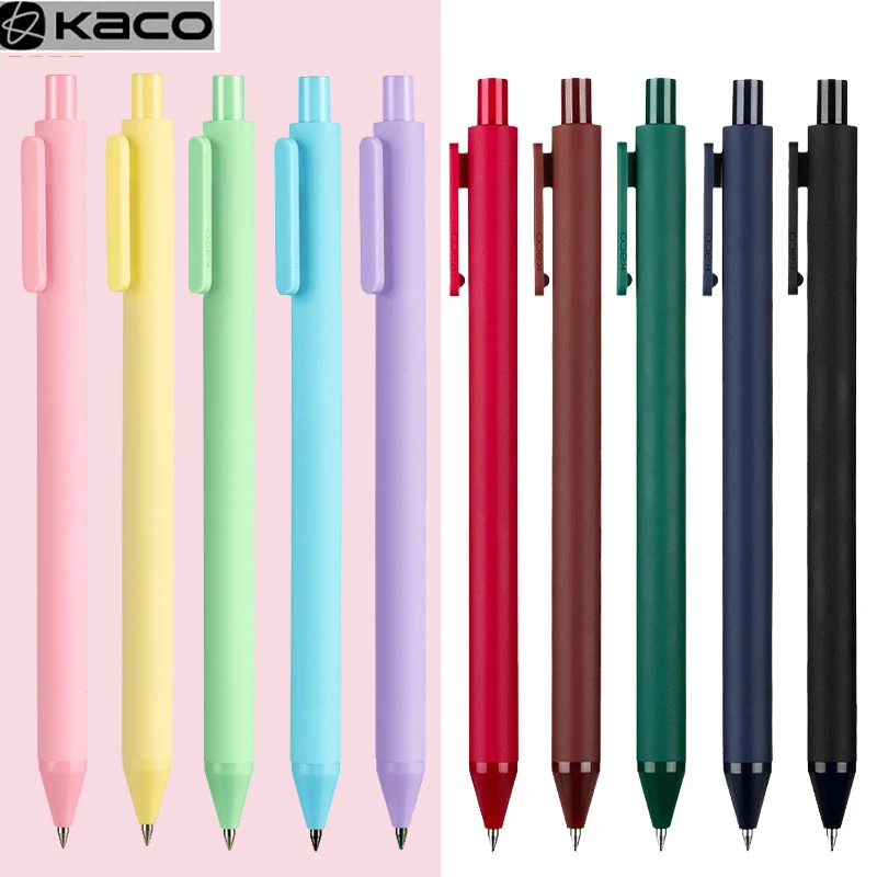 Kaco 다양한 색상 개폐식 젤 펜, 0.5MM 컬러 잉크, 저널 노트, 매끄러운 글쓰기, 플래너 드로잉 문구, 20/10