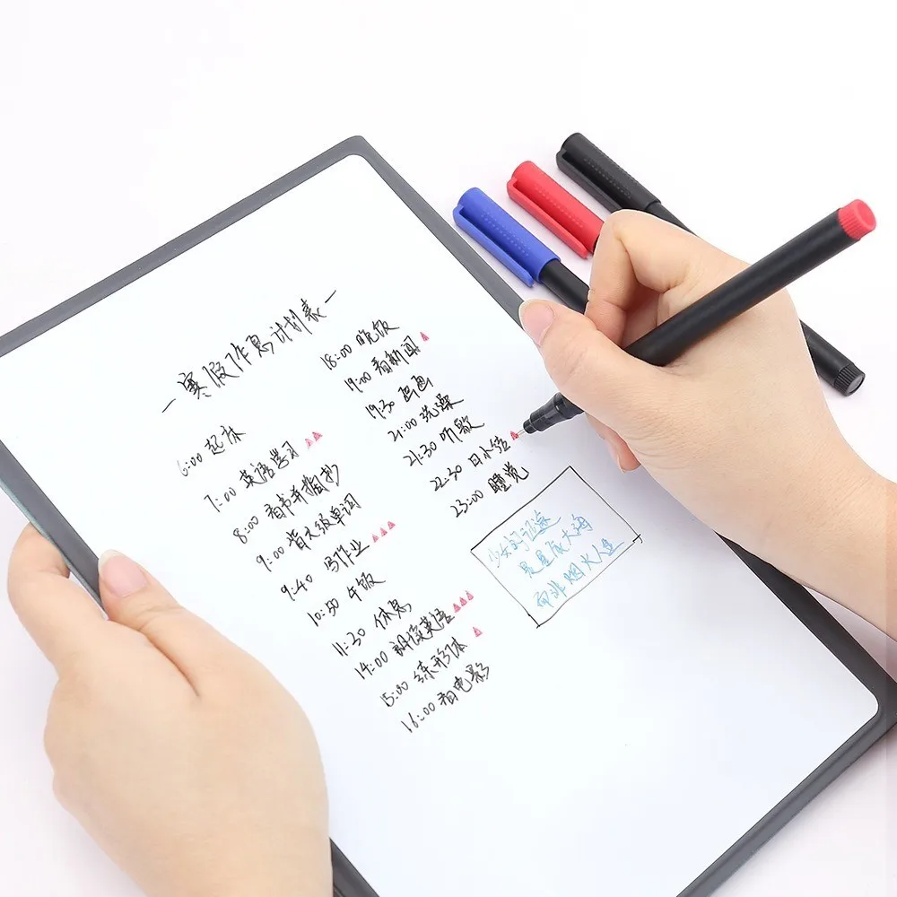 3 색 0.5mm 드라이 지우기 마커 지울 수 있는 화이트 보드 마커 펜, 사무실 학교 화이트 보드 아트 마커 문구 초미세 팁