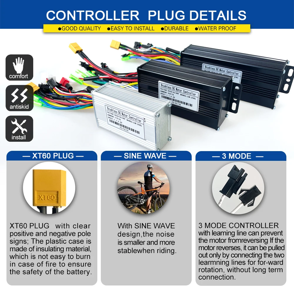 Ebike Sinawave 컨트롤러 36V 48V 17A 26A 30A 36V 48V LCD 디스플레이 S866, 250W-1000W 휠 허브 모터 변환 부품