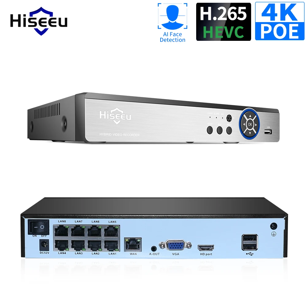 Hiseeu-POE IP 카메라용 감시 보안 비디오 레코더, 4K 16CH POE NVR Onvif H.265, 1080P/3MP/4MP/5MP/8MP/4K title=Hiseeu-POE IP 카메라용 감시 보안 비디오 레코더, 4K 16CH POE NVR Onvif H.265, 1080P/3MP/4MP/5MP/8MP/4K 