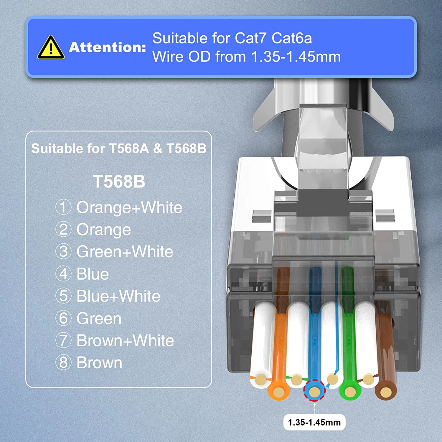 ZoeRax CAT6A CAT7 커넥터, RJ45 커넥터 통과, CAT6A CAT7 차폐, 3 갈래, 스트레인 릴리프 부츠, 블랙