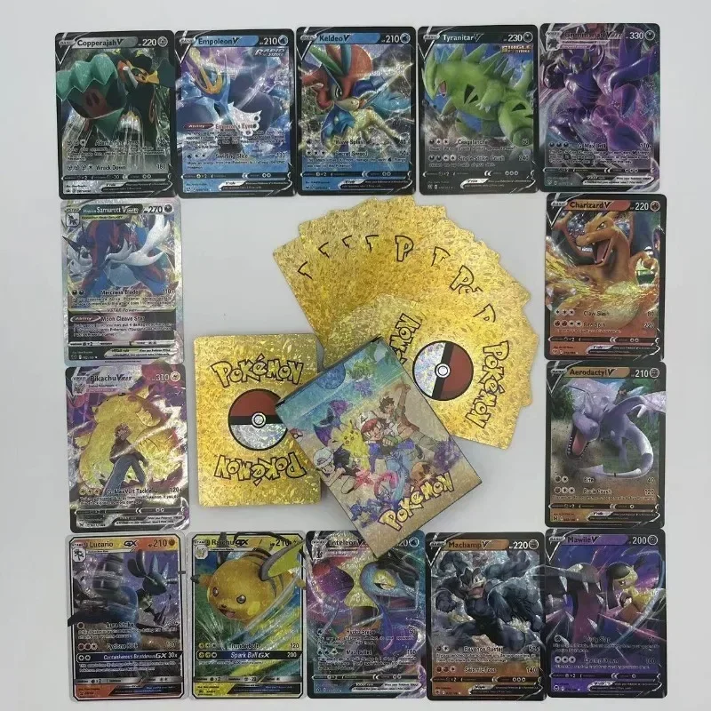 포켓몬 카드 골드 실버 블랙 컬러 멀티 플래시 Vmax GX 영어 스페인어 레어 컬렉션 배틀 트레이너 카드, 어린이 장난감 선물