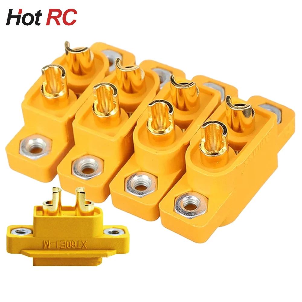 Amass XT60E-M XT60E XT60 황동 금도금 수 플러그 나사 장착 커넥터, 레이싱 FPV 멀티콥터 고정 보드 DIY