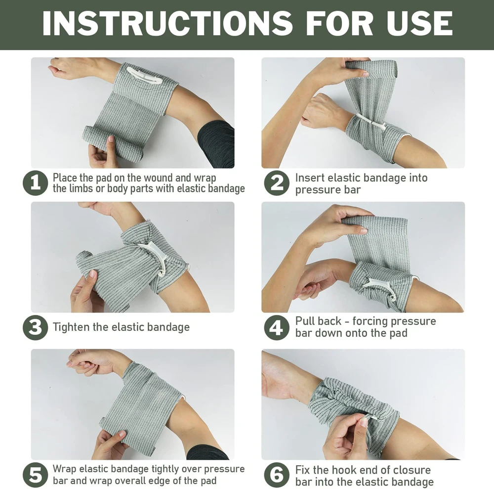 응급 전투 압박 전술 외상 응급 처치 IFAK 외상 군사 의료, 이스라엘 붕대 상처 드레싱, 4 인치, 6 인치