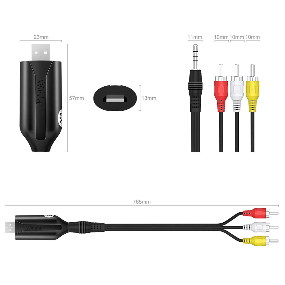 EasyCap USB 2.0 캡처 카드, 비디오 TV DVD VHS 오디오 캡처 카드, 3 in 1 VHS-DVD 어댑터 변환기, PC PS3 Xbox, Win 7 8 32