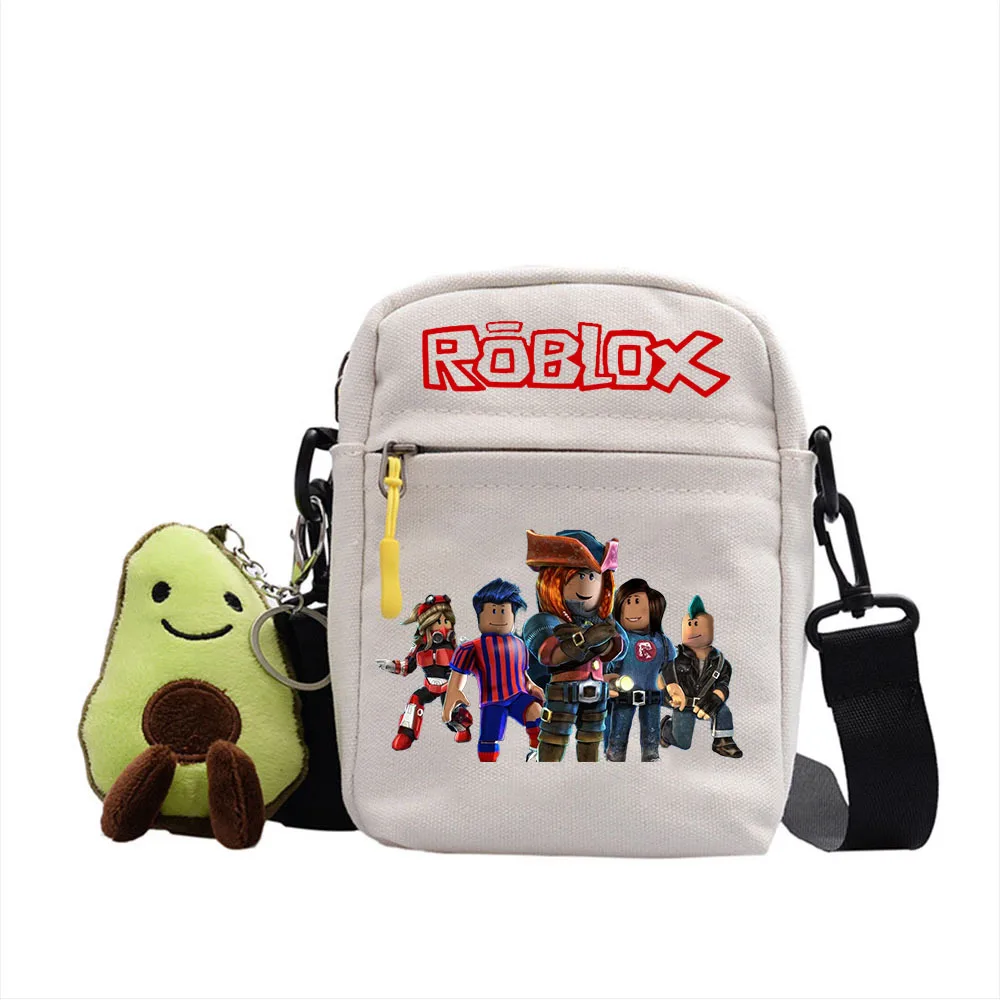 Roblox 게임 주변 숄더백, 만화 귀여운 사선 캔버스 가방, 학생 작은 사각형 가방, 여아 및 남아용 생일 선물