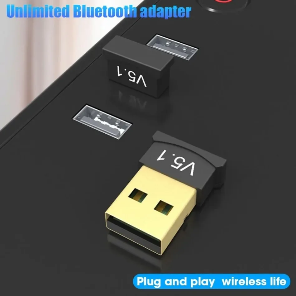 USB 블루투스 5.1 어댑터 송신기 리시버, 오디오 블루투스 동글, PC 노트북 컴퓨터용 무선 USB 어댑터, 블루투스 V5.3