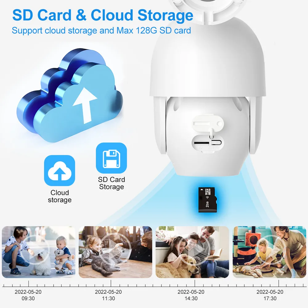 Techage 야외 POE 보안 카메라, PTZ 모바일 모니터링, 자동 추적, 인간 감지 감시 키트, 4K