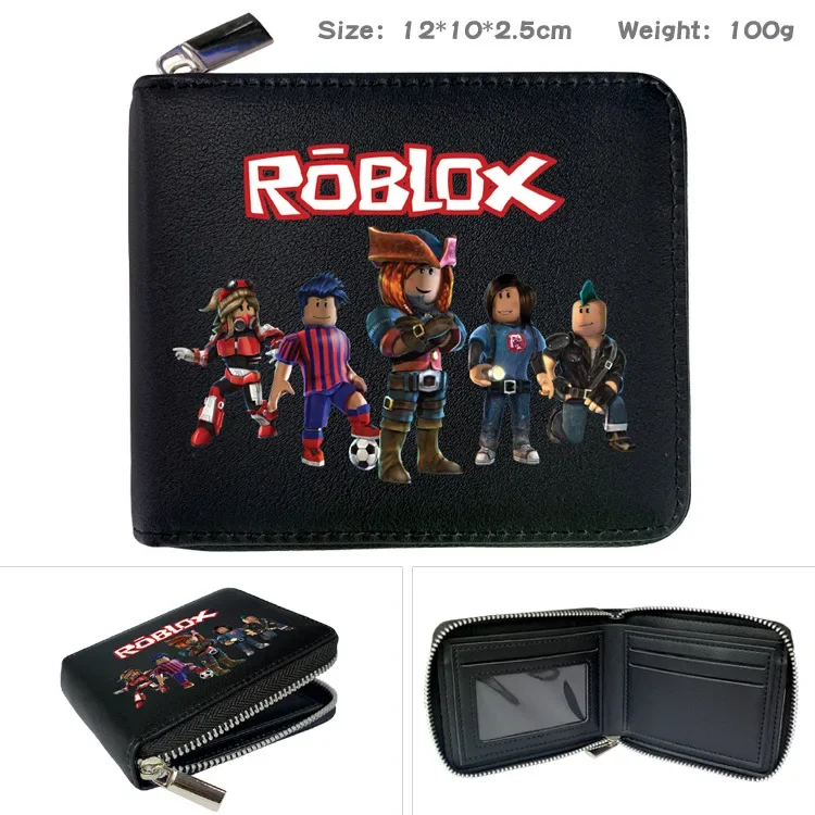 ROBLOX 게임 가상 세계 주변 지퍼 PU 지갑 동전 지갑, 반 접이식 짧은 지갑, 카드 가방, 여아, 어린이, 남아용 선물