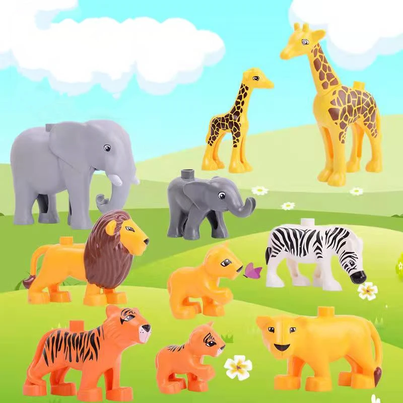 큰 크기 빌딩 블록 숲 동물 사자 사슴 팬더 야수 계몽 장난감 호환 대형 블록 어린이 애들 선물