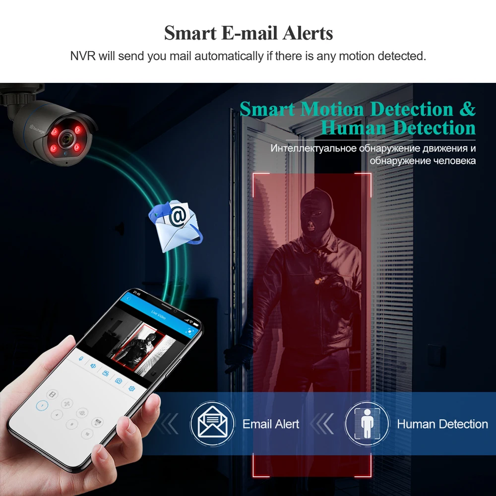 Techage-보안 카메라 시스템, POE NVR 키트, 8 채널, 4mp, P2P, CCTV 비디오 감시, 야외 오디오 기록, IP 카메라