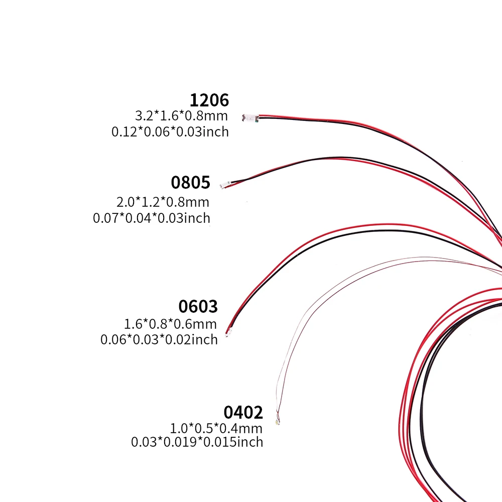 DIY 마이크로 SMD LED 램프 유선 LED 0402 0603 0805 1206, 사전 납땜 마이크로 리츠 유선 칩, 철도 모델 장면, 20cm, 3V, 로트당 5 개
