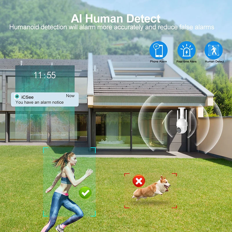 MISECU 와이파이 CCTV 보안 카메라, 인간 감지, 야외 자동 추적, 야간 투시경, 무선 감시 카메라, 3MP, 4MP, 8MP, PTZ, 4K