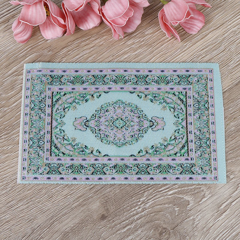 1:12 터키 인형의 집 미니 카펫, 플로럴 매트, 집 장식, 바닥 커버, 미니어처 인형 액세서리