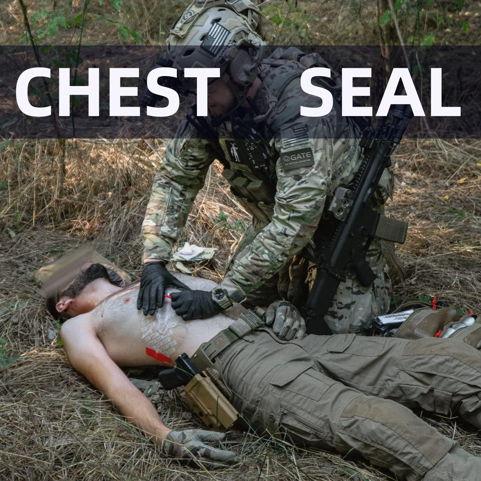 RHINO RESCUE EDC IFAK 생존 외상 키트, Molle 전술 파우치, 금속 지혈대, 붕대, 군용 가슴 도장